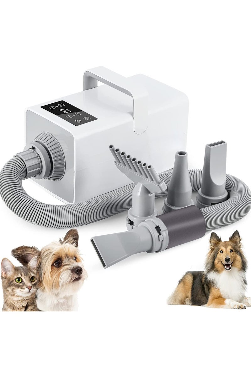 Pet Hair Dryer,Dog Grooming Dryer Pet Blower Grooming Dryer,Pet Dog Blow Dryer with LCD Intelligent Temperature Control Negative Ion Hair, 4 Nozzles - Image 1