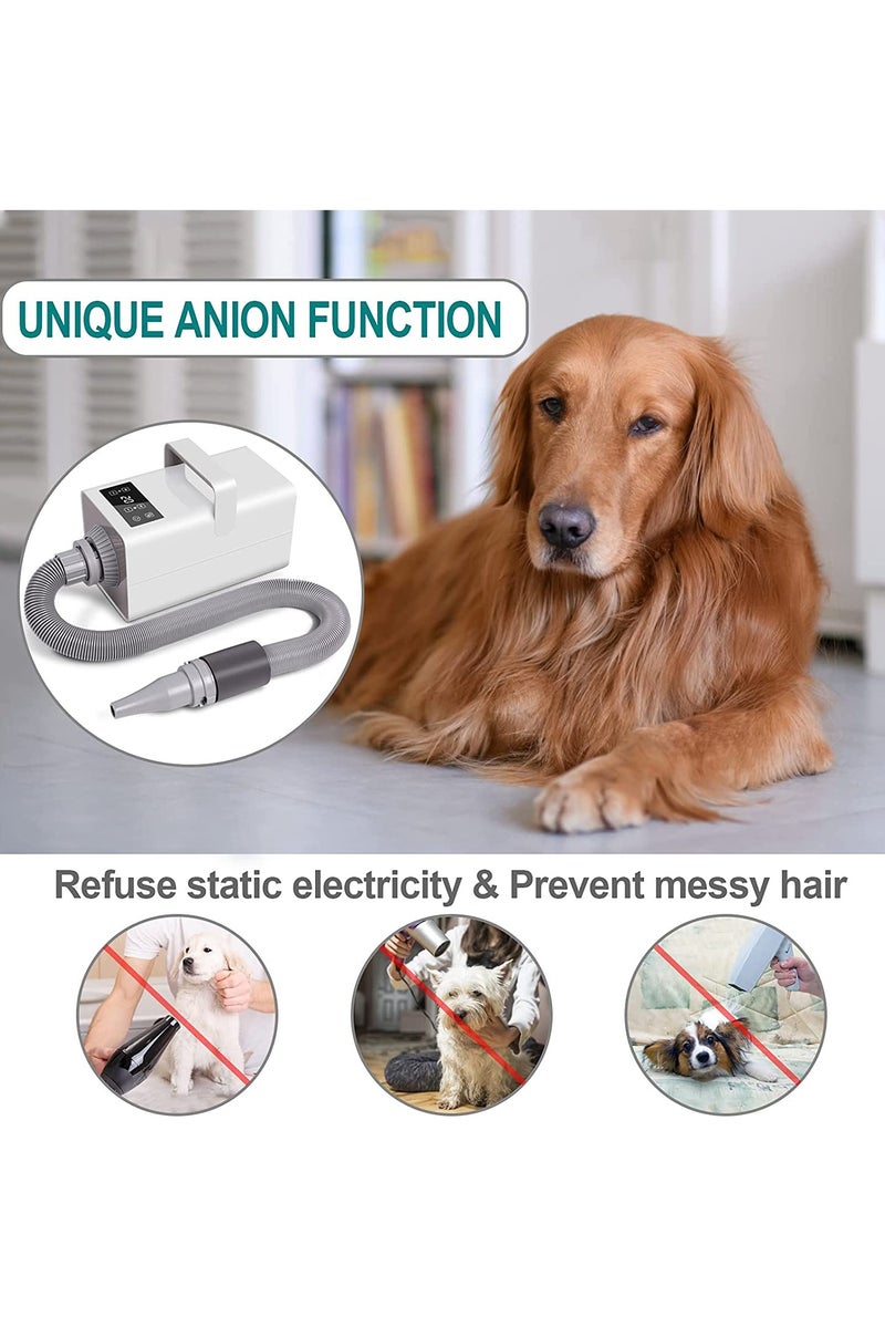Pet Hair Dryer,Dog Grooming Dryer Pet Blower Grooming Dryer,Pet Dog Blow Dryer with LCD Intelligent Temperature Control Negative Ion Hair, 4 Nozzles - Image 4