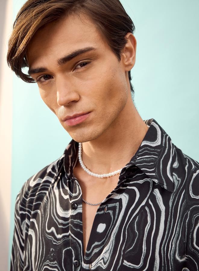 Mascln Sassafras Marble Print Relaxed Fit Shirt - Image 4