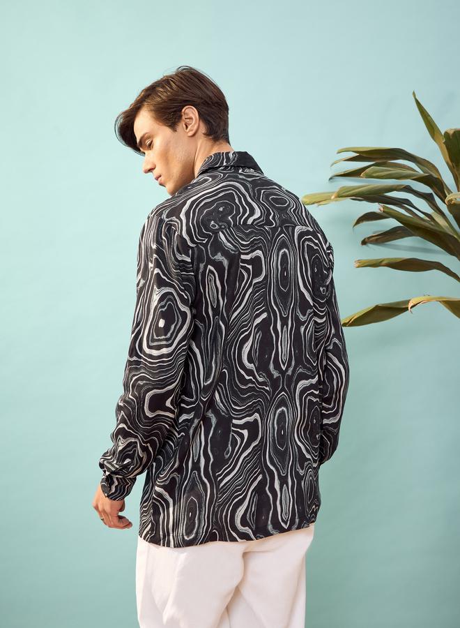 Mascln Sassafras Marble Print Relaxed Fit Shirt - Image 5