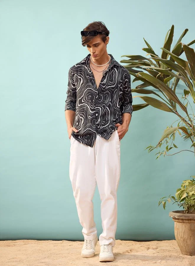 Mascln Sassafras Mascln Sassafras Marble Print Relaxed Fit Shirt