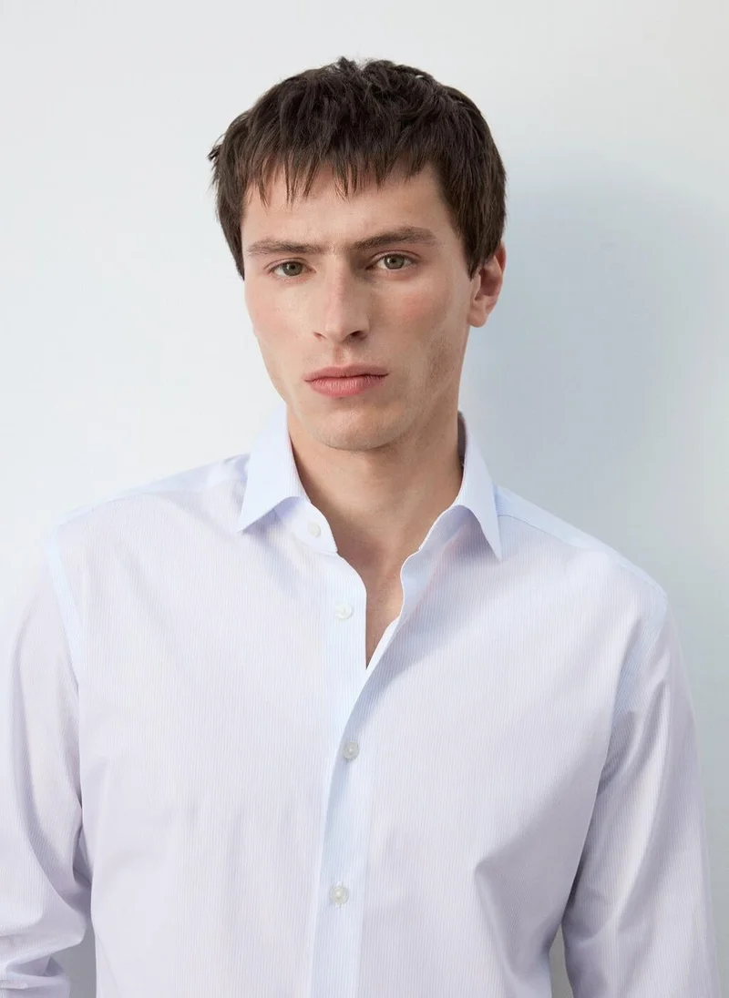 مانجو مان 100% cotton striped slim-fit shirt