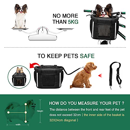ANZOME Deluxe Pet Bike Basket, Adjustable Fit Front Handlebar Carrier with Reflective Stripes, Seatbelt, Breathable Mesh and Soft Mat for Small Pets, Quick Release - Image 3