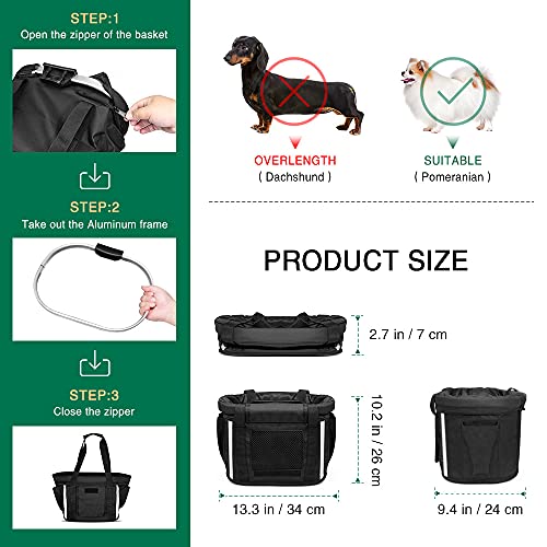 ANZOME Deluxe Pet Bike Basket, Adjustable Fit Front Handlebar Carrier with Reflective Stripes, Seatbelt, Breathable Mesh and Soft Mat for Small Pets, Quick Release - Image 2
