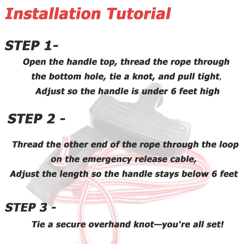 Petoor Ayellow 41A2828 Garage Emergency Release Pull Rope Cord Handle Kit Garage Opener, Red Black - Image 4