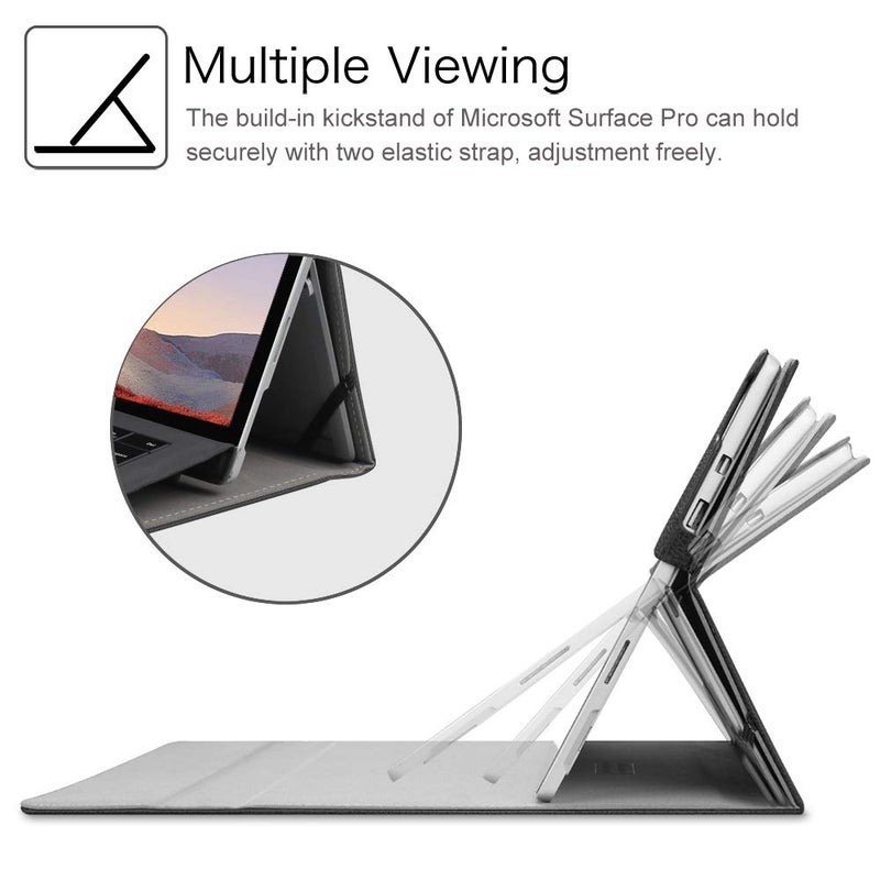 Fintie Case for Microsoft Surface Pro 7 Plus, Surface Pro 7/6/5/4/3 12.3 Inch Tablet - Multiple Angle Viewing Portfolio Business Cover, Compatible w/Type Cover Keyboard (Black) - Image 3