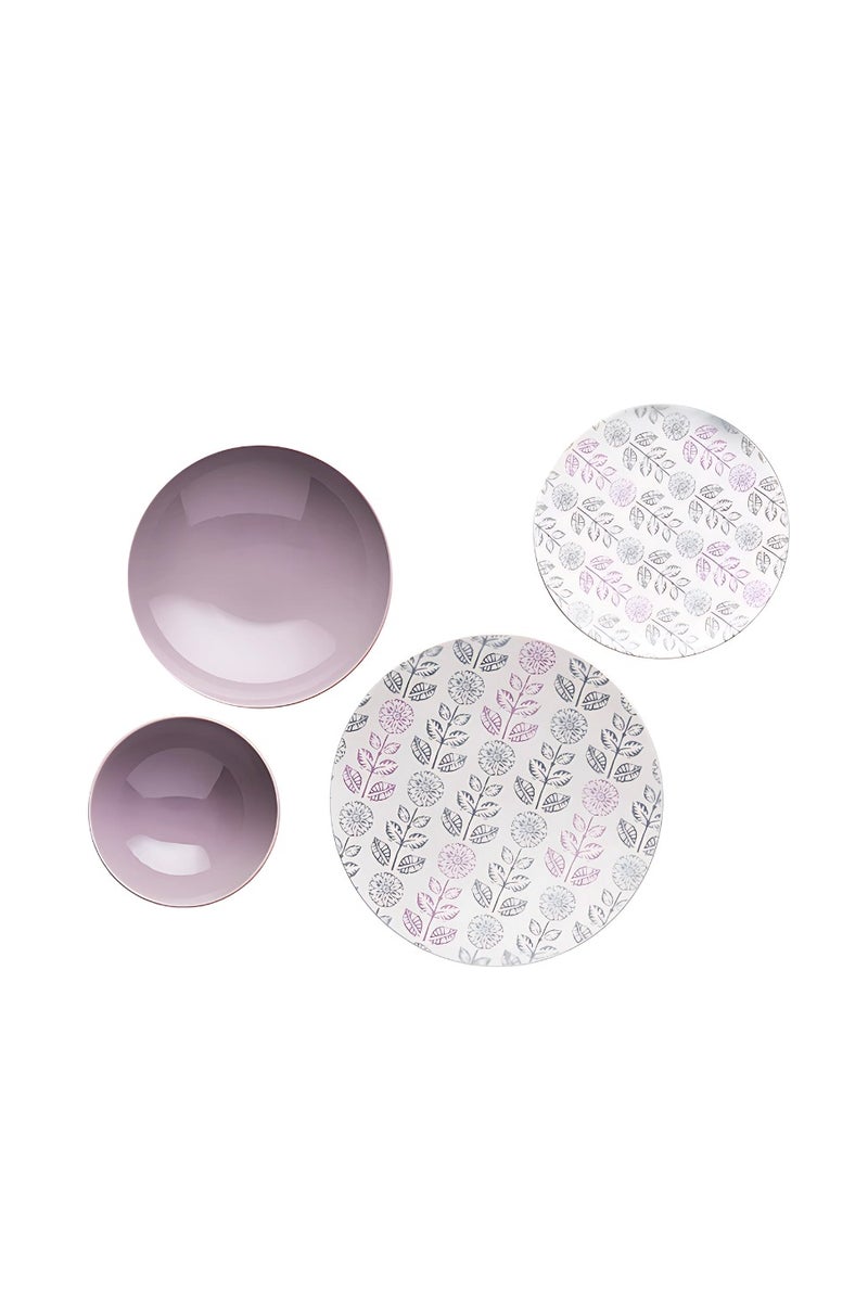 Lotus Fathi Mahmoud 24-Piece Round Porcelain Dinner Set - Purple 