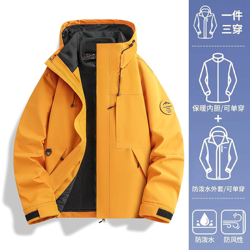 Same Style Three-In-One Jacket Couple Two-Piece Jacket Windproof And Waterproof Couple Mountaineering - Image 4