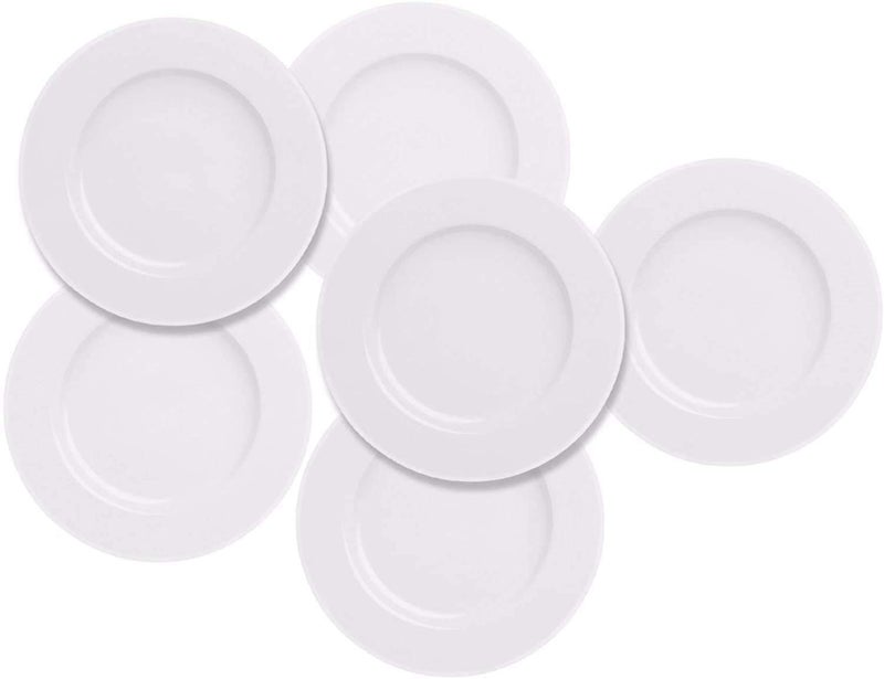 EasyDancing 6pcs Salad Dessert Plate 75inch White Porcelain Dinner with Round Flat Design Good for the Gift