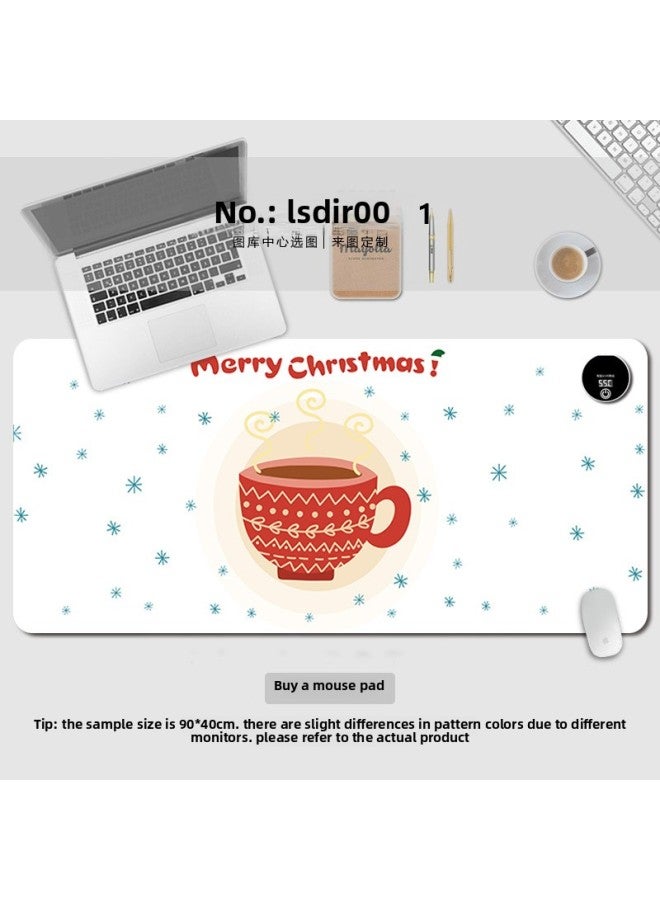 Happy Santa Claus Heating Mouse Pad Oversized Cartoon Computer Desk Pad Office Game Wrist Keypad Pad-Color:330*600*1.6mm Boxed-Pattern:Lsdlr001 - Image 1