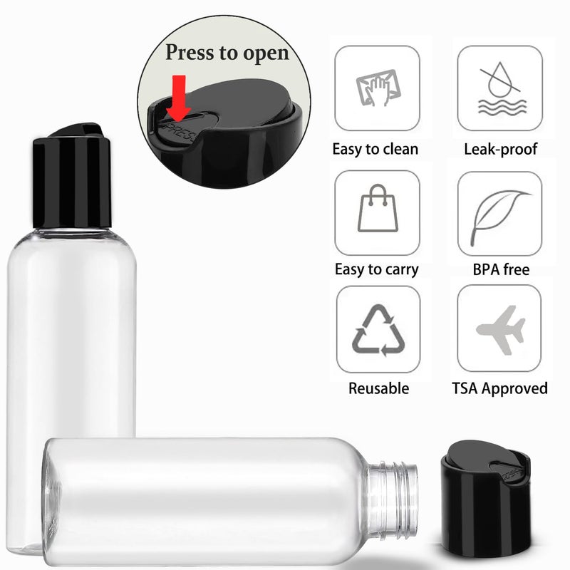 DNSEN 5 Pack 3.4 oz Travel Bottles for Toiletries TSA Approved Leakproof Plastic Empty Travel Size Bottles Containers with Labels - Image 2