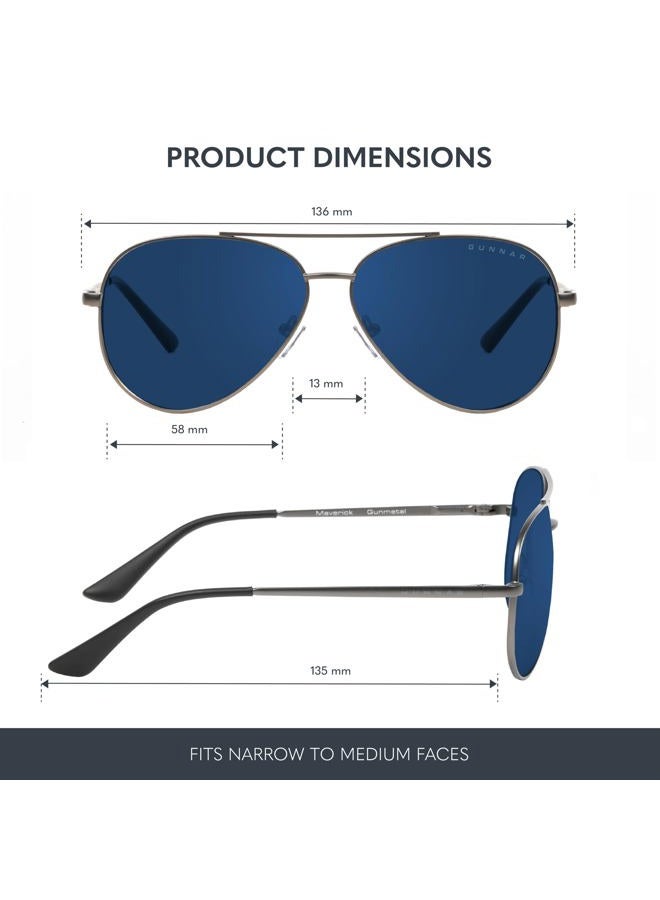 GUNNAR - Gaming and Computer Glasses - Blocks 90% Blue Light - Maverick, Gunmetal, Sun Tint - Image 2