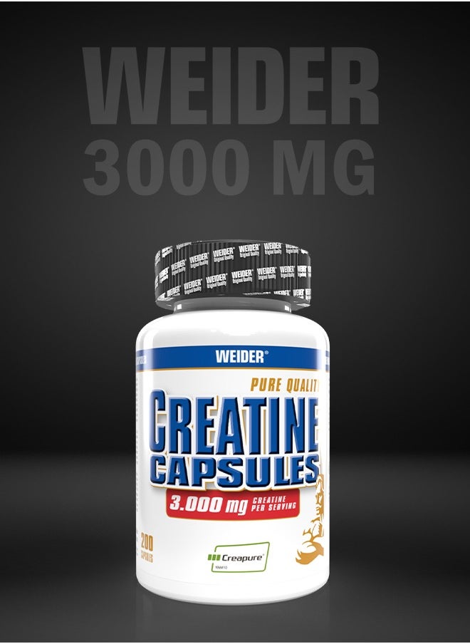Weider - Creatine Capsules 3.000mg Creatine per Servings, (Creapure) 200 Capsules - Image 1