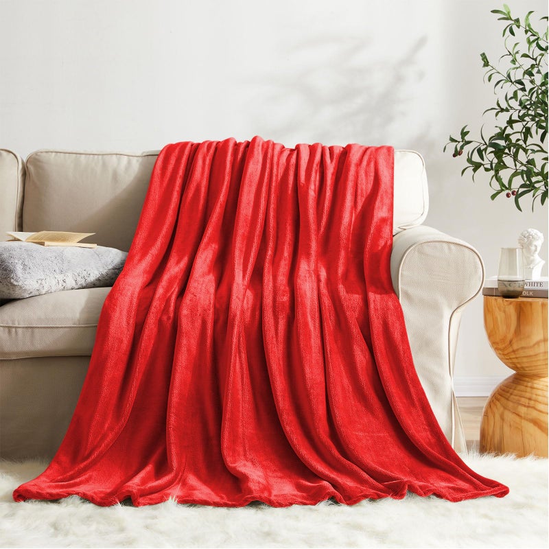 KMUSET Fleece Blanket Red Throw Blanket for Couch  Soft Lightweight Cozy Luxury Bed Microfiber Blanket 50 x 60