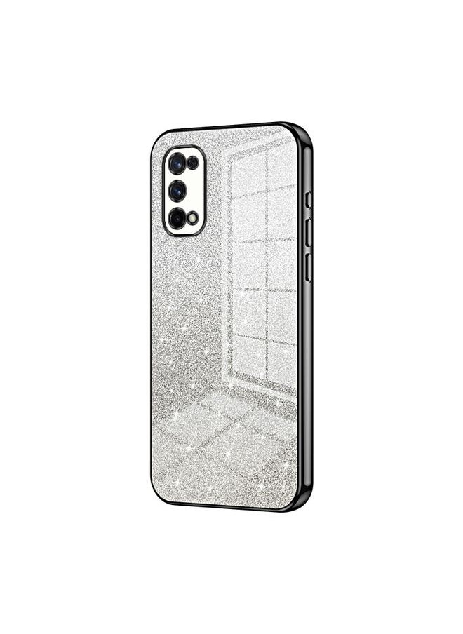 HuHa Case Cover For Realme X7 / Q2 Pro Gradient Glitter Powder Electroplated Phone Case Black 