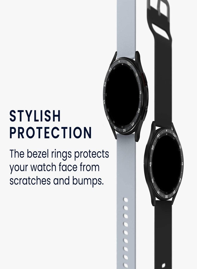 kwmobile Protective Bezel Ring Compatible with Samsung Galaxy Watch 6 Classic 47mm - Aluminum Ring for Smart Watches - Black/White - Image 2
