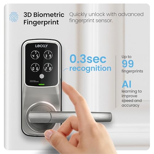 Lockly Secure Pro Smart Lock Wi-Fi, Keyless Entry Digital Keypad Door Lock, 3D Biometric Fingerprint Sensor Front Door with Handle, Voice Control & Auto Lock - Latch Edition - Image 4
