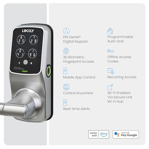 Lockly Secure Pro Smart Lock Wi-Fi, Keyless Entry Digital Keypad Door Lock, 3D Biometric Fingerprint Sensor Front Door with Handle, Voice Control & Auto Lock - Latch Edition - Image 5