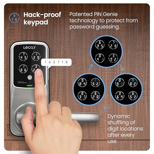 Lockly Secure Pro Smart Lock Wi-Fi, Keyless Entry Digital Keypad Door Lock, 3D Biometric Fingerprint Sensor Front Door with Handle, Voice Control & Auto Lock - Latch Edition - Image 3