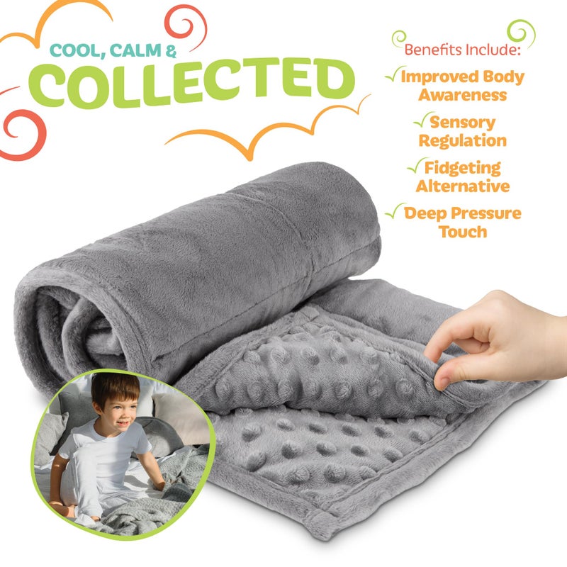 Kidaddle 5lb Weighted Blanket for Kids (Grey), Plush Minky Weighted Lap Pad for Kids with Sensory Processing Issues Like Autism or ADHD, Giftable Kids Weighted Blanket with Travel Bag for Ages 4-10 - Image 3