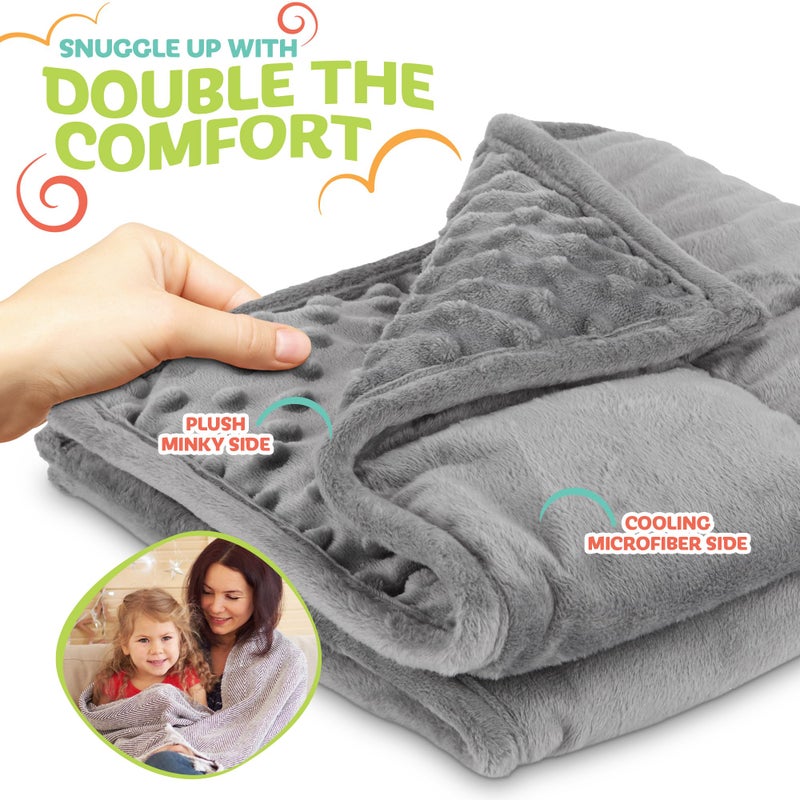 Kidaddle 5lb Weighted Blanket for Kids (Grey), Plush Minky Weighted Lap Pad for Kids with Sensory Processing Issues Like Autism or ADHD, Giftable Kids Weighted Blanket with Travel Bag for Ages 4-10 - Image 5