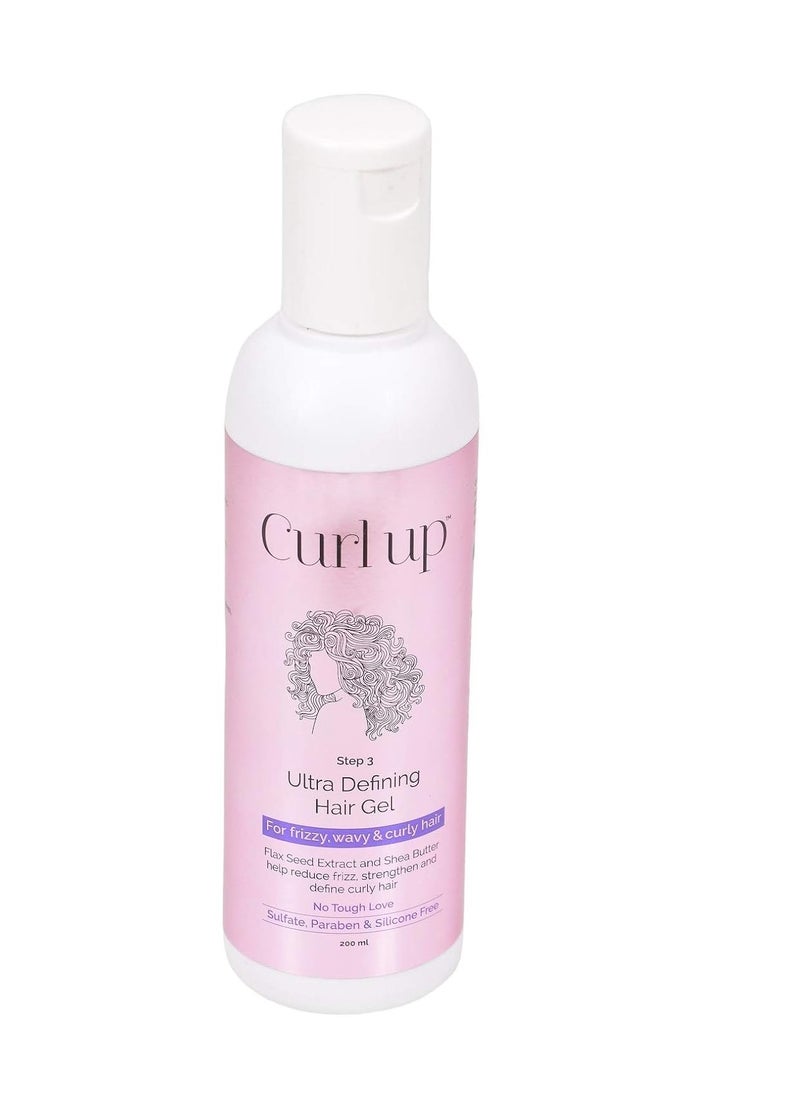 Curl Up Curl Up Ultra Defining Hair Gel Strong Hold Flaxseed Hair Gel For Dry Frizzy Wavy Curly Hair Sulphate Paraben Silicone Free 200ml  - Image 1