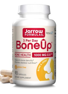 جارو فورملاز BoneUp ثلاثة يوميًا لكثافة العظام وتغذية الهيكل العظمي، 90 كبسولة تكفي لمدة 30 يومًا 