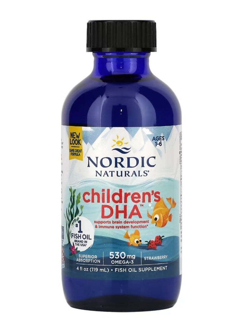 NORDIC NATURALS Children's Docosahexaenoic Acid Ages 1-6 Strawberry 530 Mg, 4 Fl Oz (119 Ml) (530 Mg Per 1/2 Teaspoon)  - Image 1