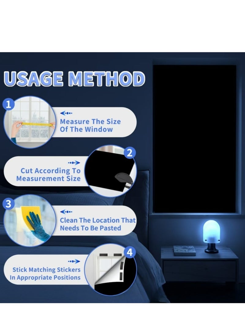 ستائر حاجبة للضوء محمولة بشريط لاصق ذاتي للغرف والنوم والمعيشة والحمامات والعلية، عرض 145 سم وطول 100 سم - Image 4