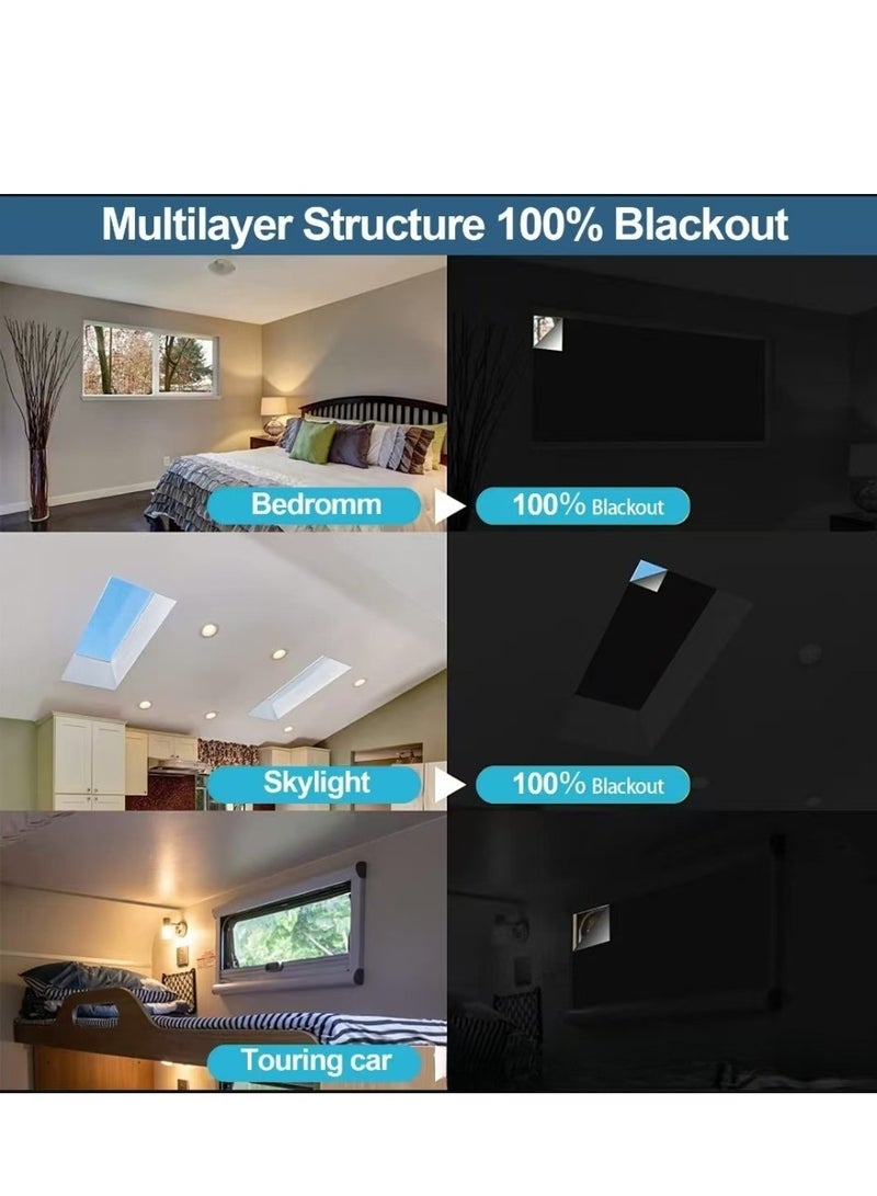 ستائر حاجبة للضوء محمولة بشريط لاصق ذاتي للغرف والنوم والمعيشة والحمامات والعلية، عرض 145 سم وطول 100 سم - Image 3