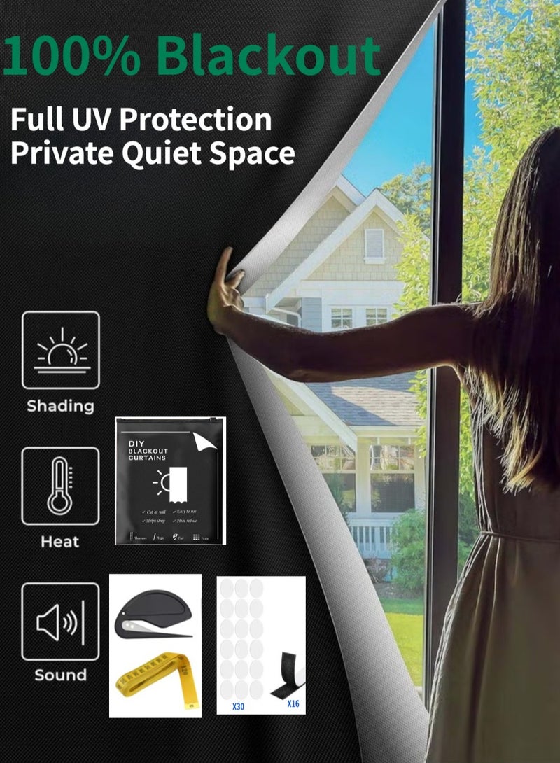 ستائر حاجبة للضوء محمولة بشريط لاصق ذاتي للغرف والنوم والمعيشة والحمامات والعلية، عرض 145 سم وطول 100 سم - Image 2