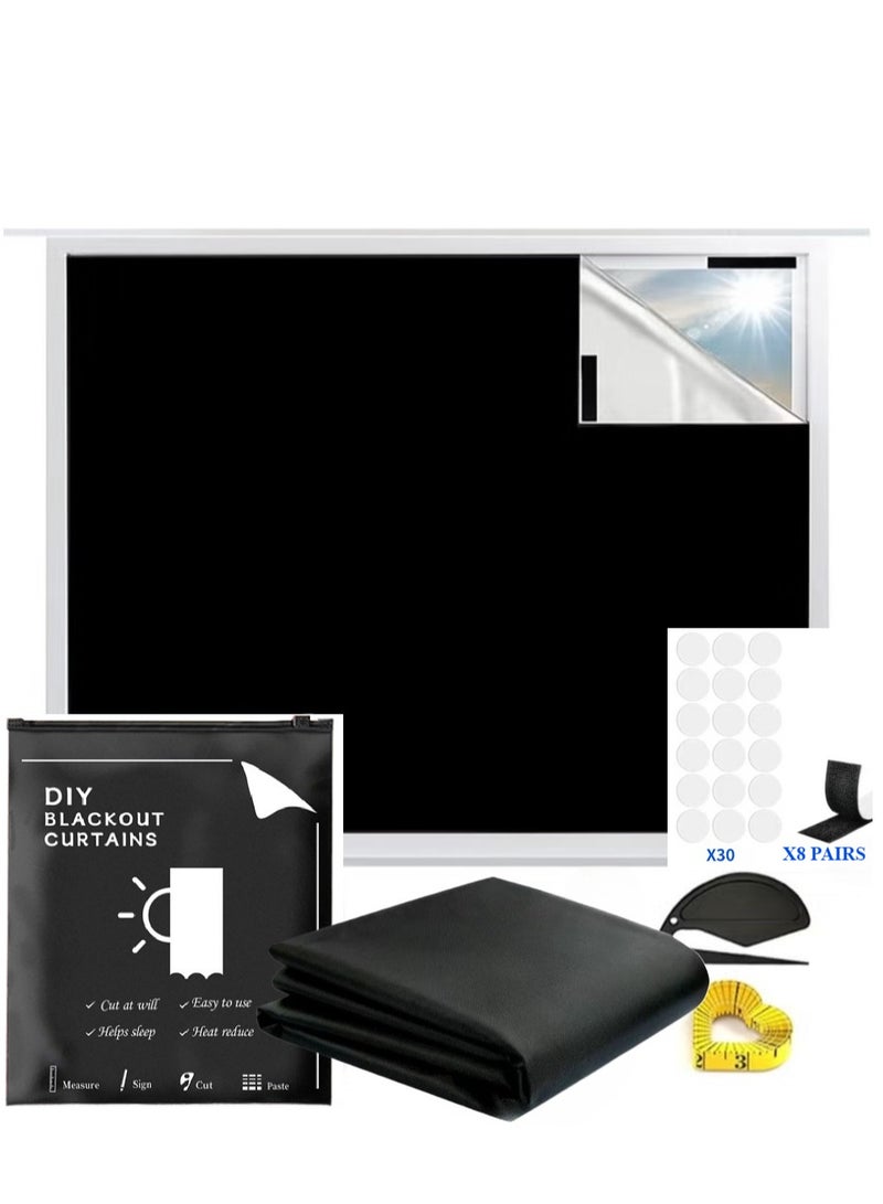 ستائر حاجبة للضوء محمولة بشريط لاصق ذاتي للغرف والنوم والمعيشة والحمامات والعلية، عرض 145 سم وطول 100 سم - Image 1
