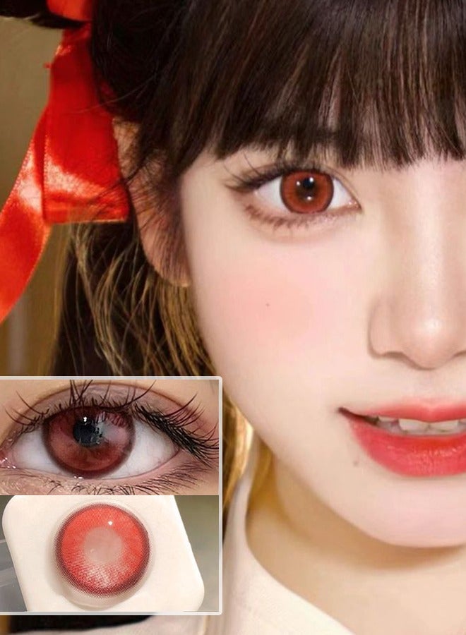 Mill creek color contact lenses 14.2MM hydrogel lenses can be used for 12 months 1 pair of 2 red glasses - Image 4