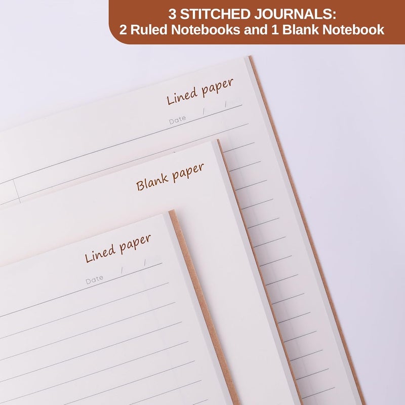 Doodle Travel Diary Journal with PU Leather Cover | Travel Book for Memories | Includes Zipper Pouch, Card Holder, 2 Ruled & 1 Blank Notebook | Perfect Travel Gifts | A5, 192 Pages - Ethnic Essence - Image 3