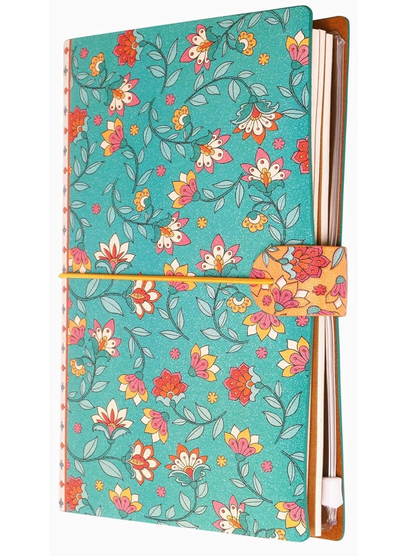 Doodle Travel Diary Journal with PU Leather Cover | Travel Book for Memories | Includes Zipper Pouch, Card Holder, 2 Ruled & 1 Blank Notebook | Perfect Travel Gifts | A5, 192 Pages - Ethnic Essence - Image 1