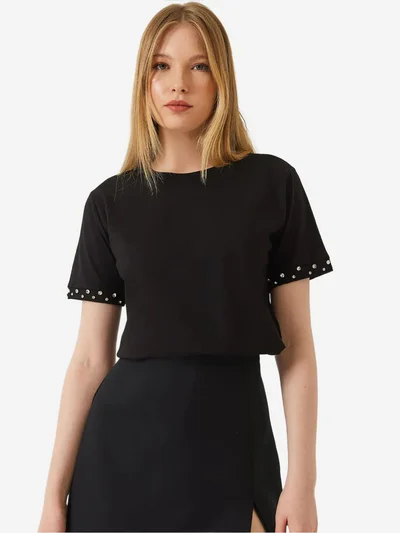 بيانكو لوتشي تيشيرت  مطرز بياقة دائرية وأكمام قصيرة