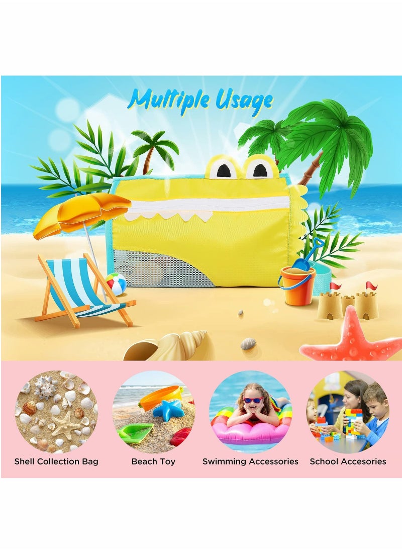 Excefore Beach Toy Mesh Beach Bags - Kids Shell Collecting Bags Sand Toy Totes with Adjustable Carrying Straps–Perfect Fun for Kids Hunting Shells in The Sand (3 Pack)  - Image 3