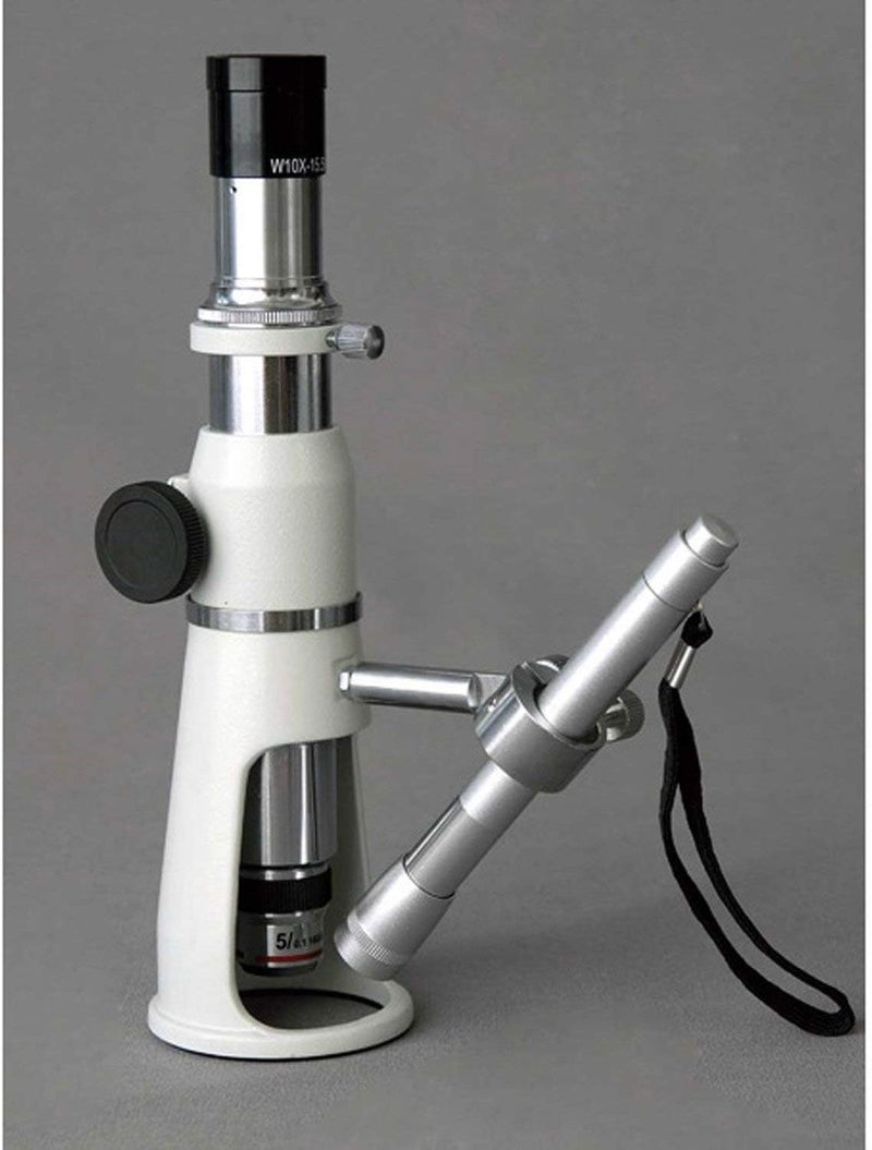 AmScope AmScope H100 Handheld Stand Measuring Microscope 100x Magnification 17mm Field of View Includes Pen Light  - Image 3
