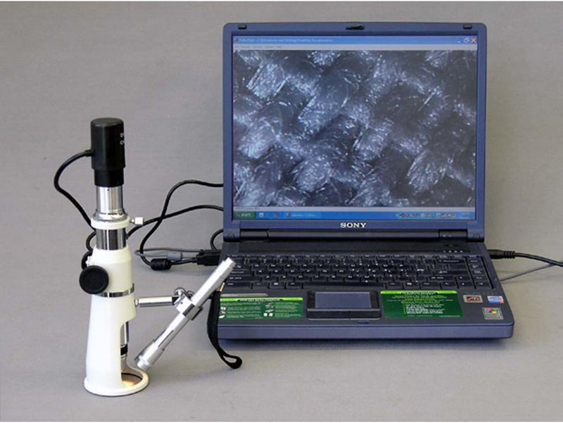 AmScope AmScope H100 Handheld Stand Measuring Microscope 100x Magnification 17mm Field of View Includes Pen Light  - Image 2