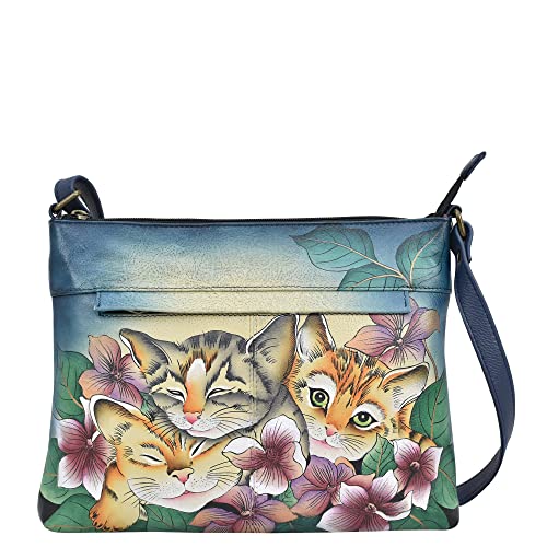 Anna By Anuschka Women Hand Painted Genuine Leather Medium Crossbody Rustic Bouquet Rustic Bouquet - Image 1