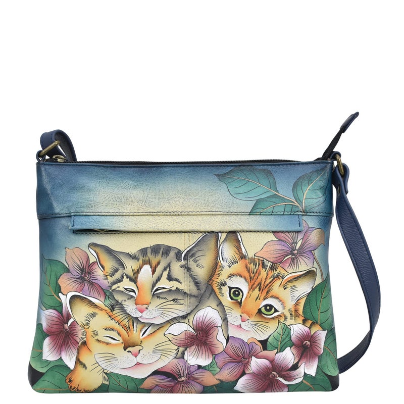 Anna By Anuschka Women Hand Painted Genuine Leather Medium Crossbody Rustic Bouquet Rustic Bouquet - Image 2