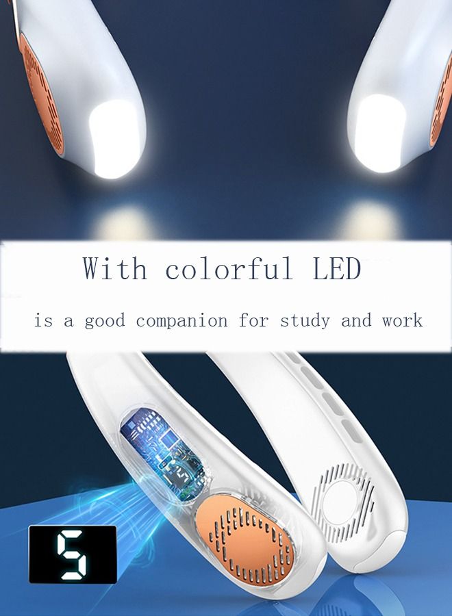 general Bladeless Neck Fan 8000mAh Rechargeable Portable Fan , Low Noise 3 Speed Personal Fan ,Foldable Wearable Fan with 2 Adjustable Duct Design ,Travel Fan for Camping, Outdoor (White) - Image 5