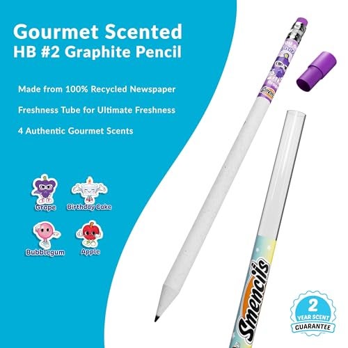 Scentco Smencils Sugar Star Scented Pencils – HB #2 Graphite Pencils Made from Recycled Newspapers, 4 Pack, Long-Lasting Gourmet Scents, Fun School Supplies & Gifts for Kids, Teachers, Classroom Rewards - Image 2