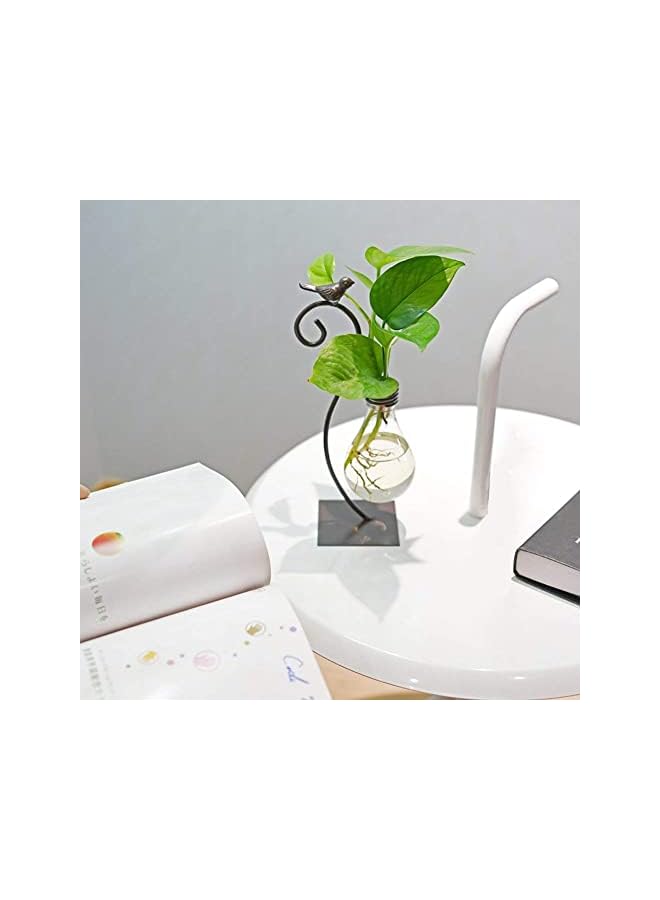 The Bros Desktop Glass Planter Hydroponics Vase,Planter Bulb Vase with Holder for Home Decoration,Modern Creative Bird Plant Terrarium Stand, Scindapsus Container - Image 5
