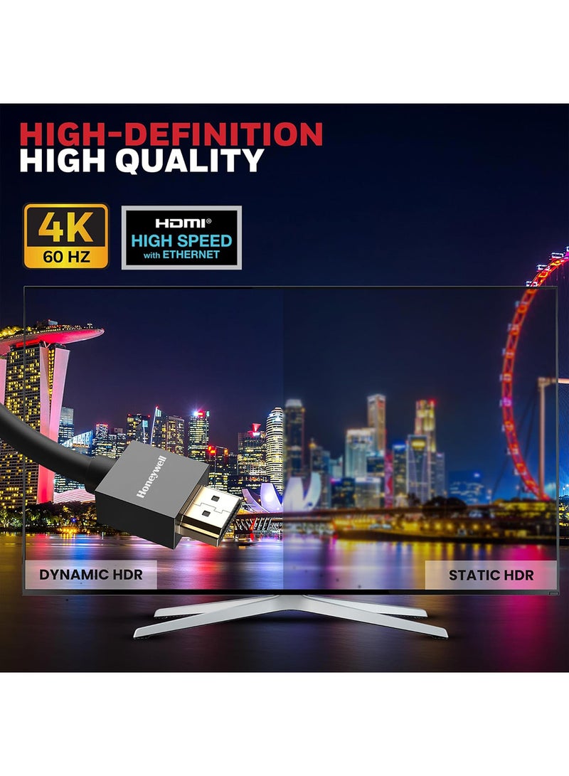 Honeywell Hdmi V2.0 4K 60Hz Cable With Ethernet 1 Mtr 3.2 Ft Upto 18Gbps Transfer Speed High Speed With Uhd Resolution Comaptible With Ps5/Xbox Series X/Samsung/ Lg 8K Tv/Home Theater Soundbar Gaming Console Pc Laptop Grey2.0 Grey-2.0 - Image 4