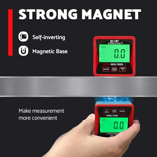 S&F STEAD & FAST Digital Angle Finder Gauge Magnetic Protractor Inclinometer Table Saw Angle Gauge Level Cube with Magnetic Base for Woodworking, Carpentry, Construction - Image 4