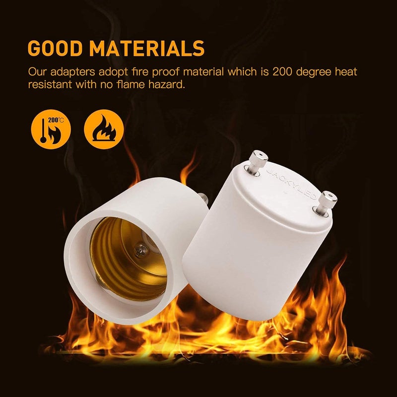 JACKYLED GU24 to E26 E27 Adapter 15-Pack Heat Resistant Up to 392℉ Fire Resistant Converts GU24 Bi-Pin Based Fixture to E26 E27 Standard Screw-in Socket White - Image 2