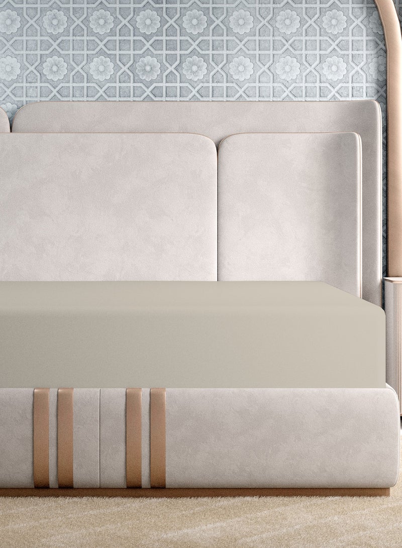 Color Sense Solid 1 Fitted Sheet Super King Cotton Beige 205x200cm  - Image 2