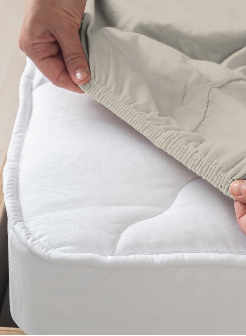 Color Sense Solid 1 Fitted Sheet Super King Cotton Beige 205x200cm  - Image 4