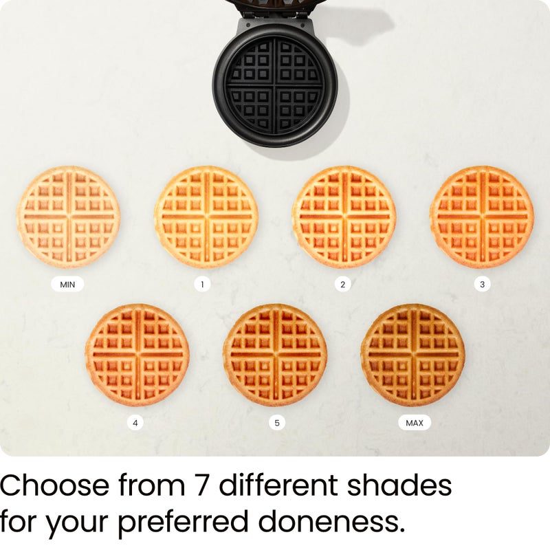 Chefman Chefman Anti-Overflow Belgian Waffle Maker w/Shade Selector, Temperature Control, Mess Free Moat, Round Iron w/Nonstick Plates & Cool Touch Handle, Measuring Cup Included, Black  - Image 4